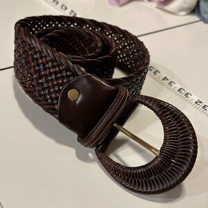Women’s Ralph Lauren Genuine Lether Braided Ribbed Buckle Belt